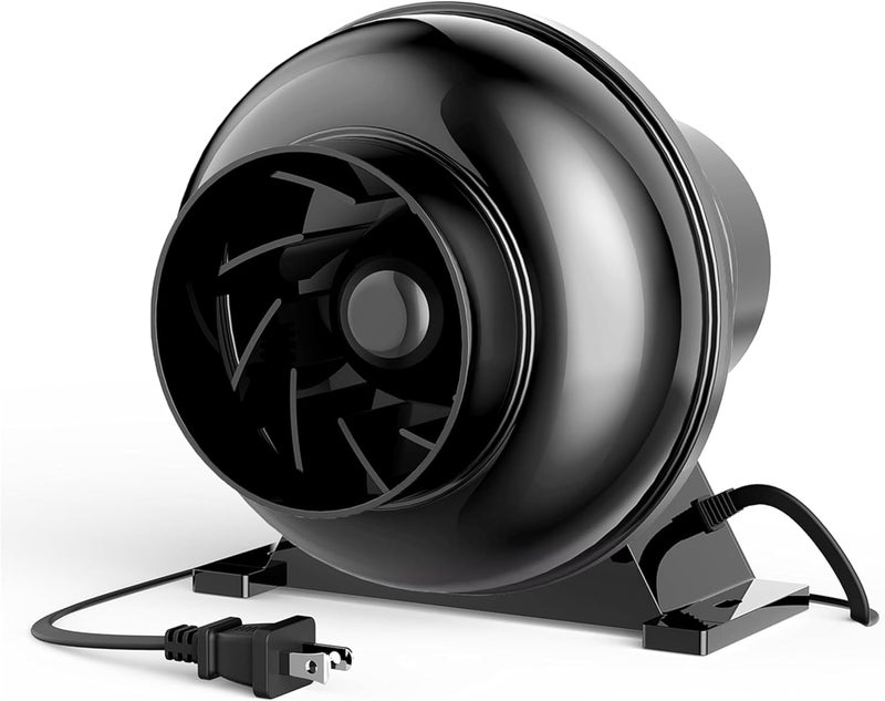 HealSmart 4 Inch Inline Duct Fan, 195 CFM Ventilation Fan, Exhaust HVAC Vent Blower for Hydroponics, Grow Tents, Basements, Attics, 1 Pack, Black - Image 1